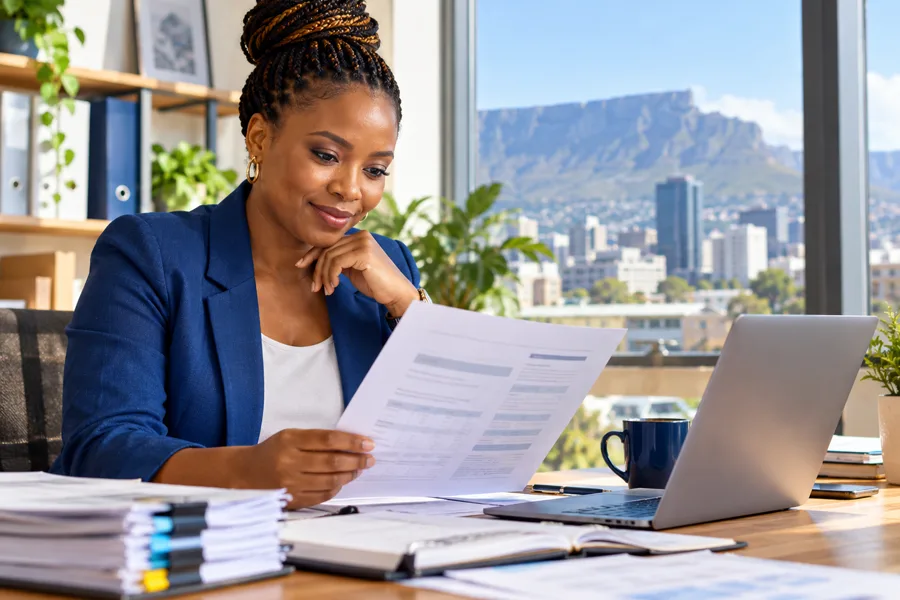 Business owner reviewing a tender document